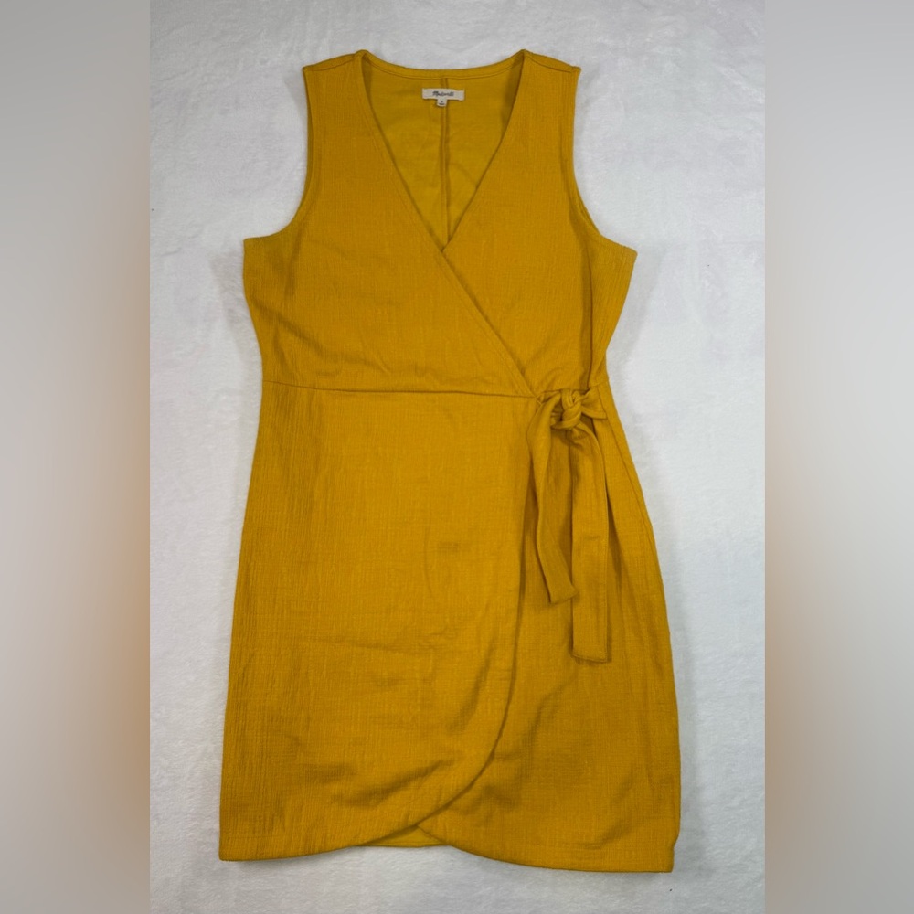 Madewell yellow faux wrap sleeveless dress size medium spring vacation beach